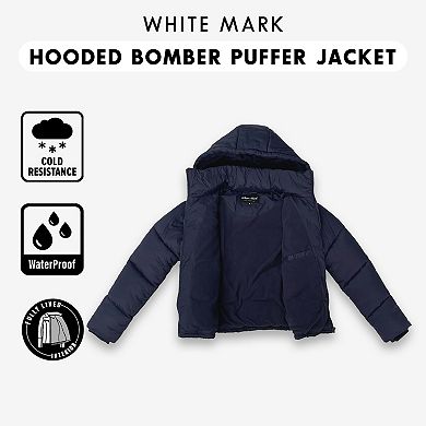 Women's White Mark Hooded Puffer Jacket
