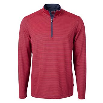 Cutter & Buck Virtue Eco Pique Micro Stripe Recycled Mens Quarter Zip