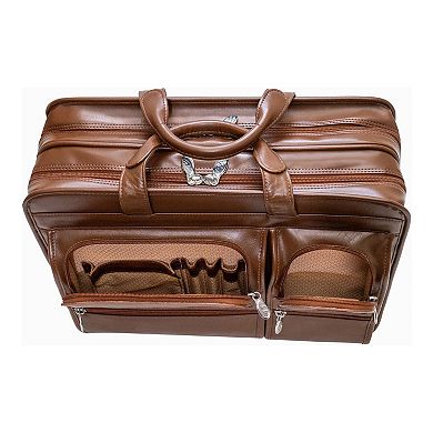 McKlein Clinton 17-in. Leather Patented Detachable Wheeled Laptop Briefcase