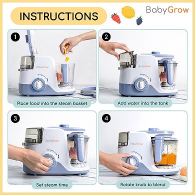 BabyGrow Baby Food Maker, Multi-Function All-in-one Food Processor