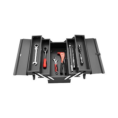 Jetech 18 Inch Cantilever Metal Tool Box, Portable 5-Tray Steel Tool Chest Cabinet, Dark Grey