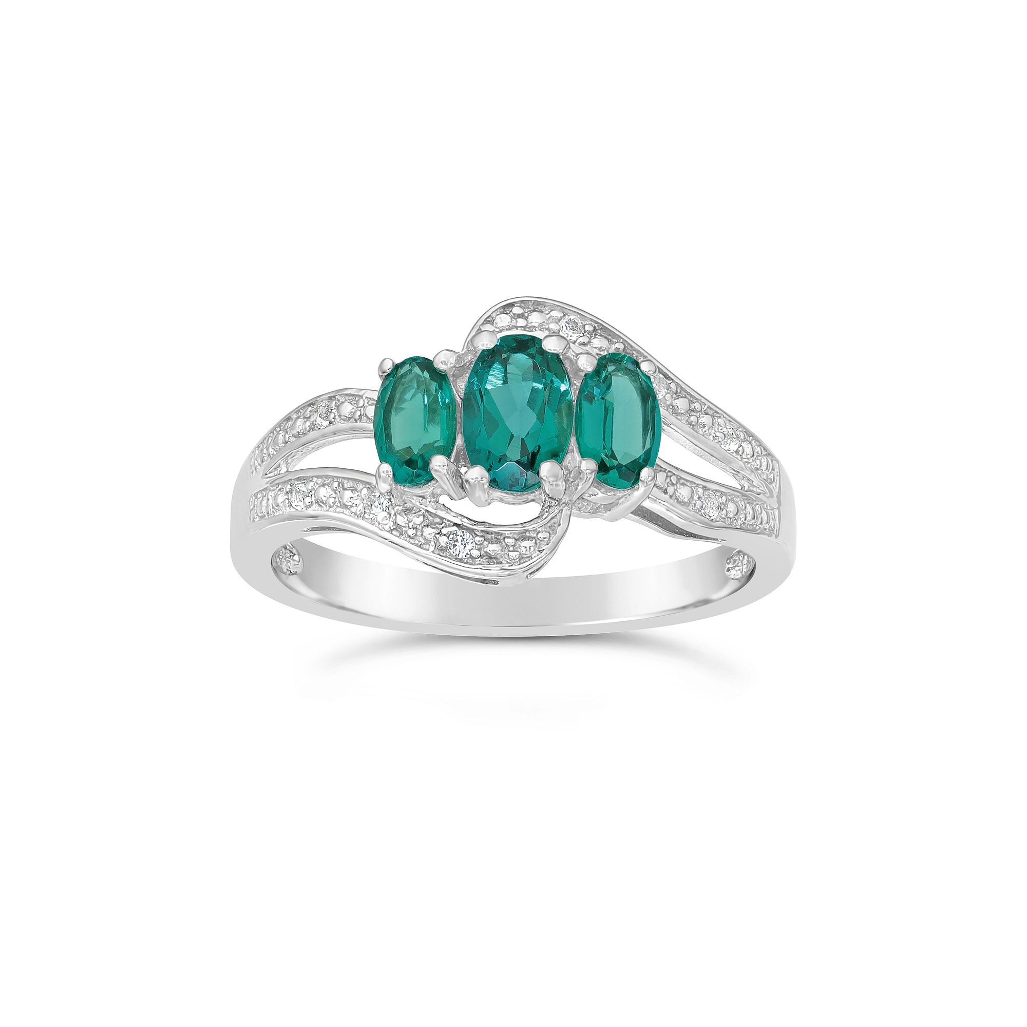 Gemminded Sterling Silver Lab-Created Emerald & Lab-Created White Sapphire 