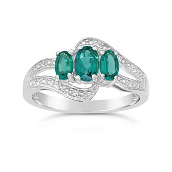 Gemminded Sterling Silver Lab-Created Emerald & Lab-Created White Sapphire Ring