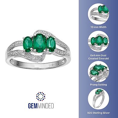 Gemminded Sterling Silver Lab-Created Emerald & Lab-Created White Sapphire Ring