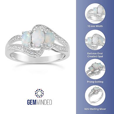 Gemminded Sterling Silver Lab-Created Opal & Lab-Created White Sapphire Ring