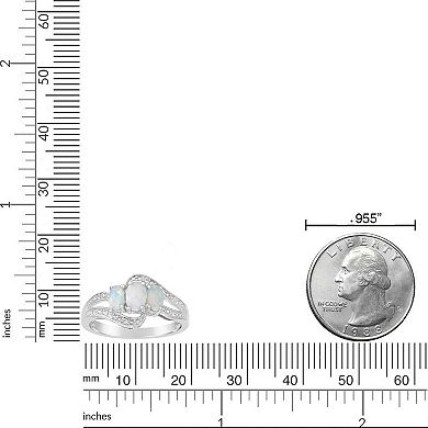 Gemminded Sterling Silver Lab-Created Opal & Lab-Created White Sapphire Ring