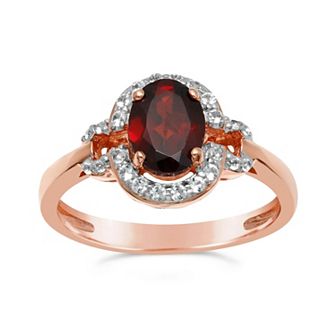 Gemminded 14K Rose Gold Plated Garnet and White Topaz Ring