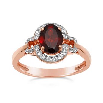 Gemminded 14K Rose Gold Plated Garnet and White Topaz Ring