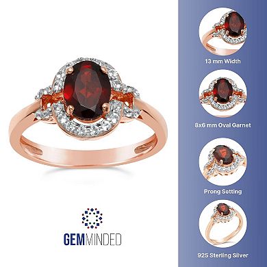 Gemminded 14K Rose Gold Plated Garnet and White Topaz Ring