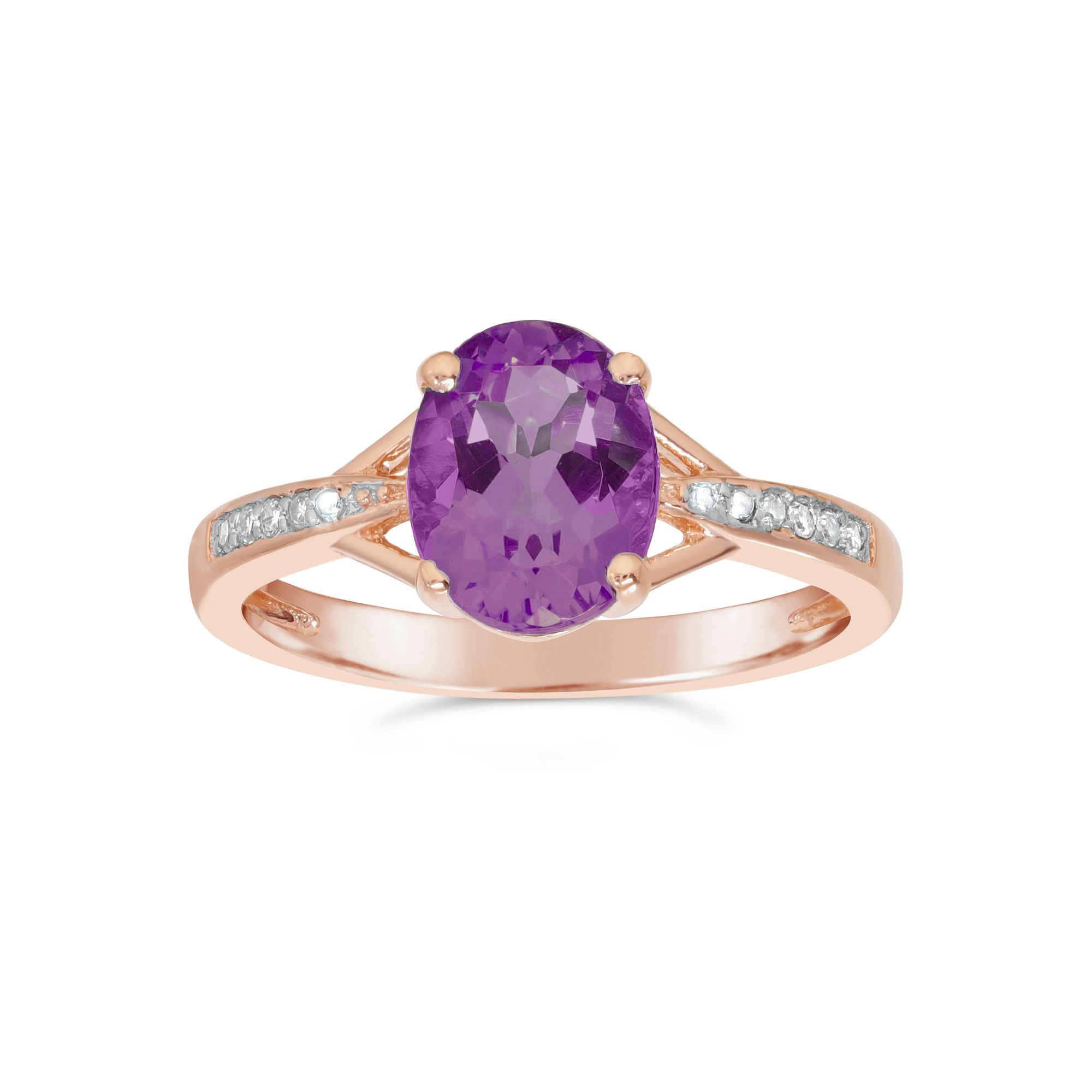 Gemminded 14k Rose Gold Plate Amethyst & Diamond Accent Ring, Womens, Size