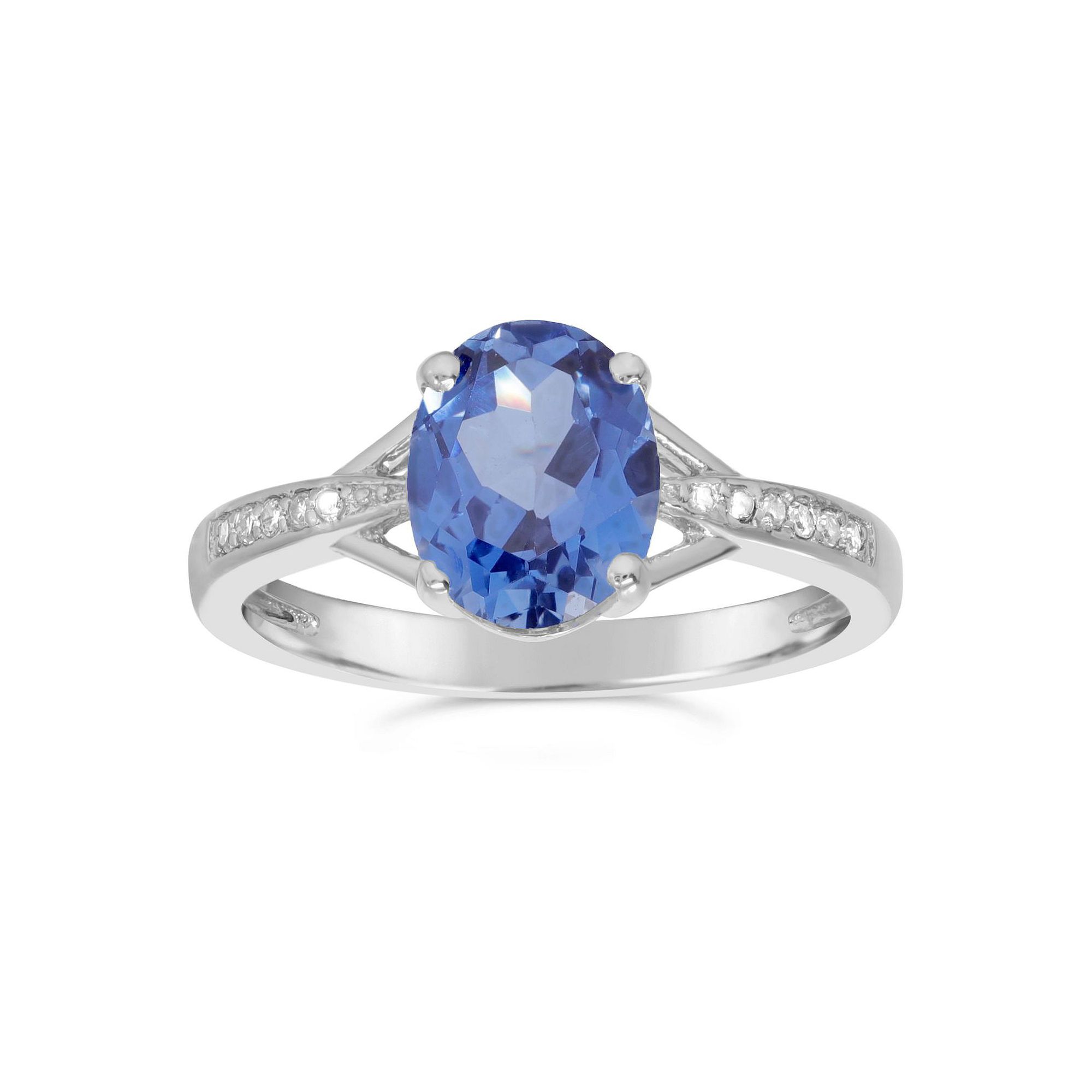 Gemminded Sterling Silver Lab-Created Sapphire & Diamond Accent Ring, Women