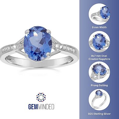 Gemminded Sterling Silver Lab-Created Sapphire & Diamond Accent Ring