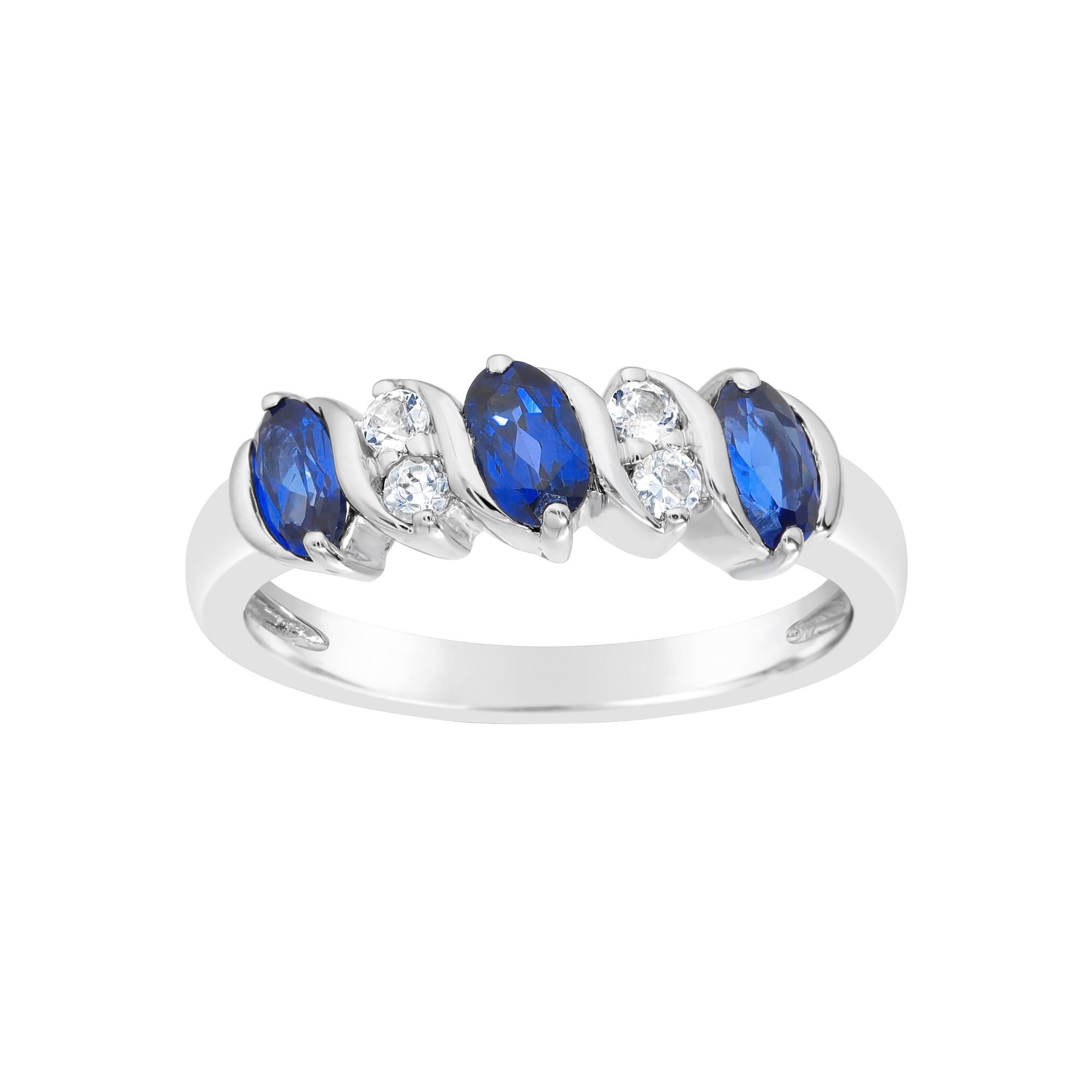 Gemminded Sterling Silver Lab-Created Sapphire & Lab-Created White Sapphire