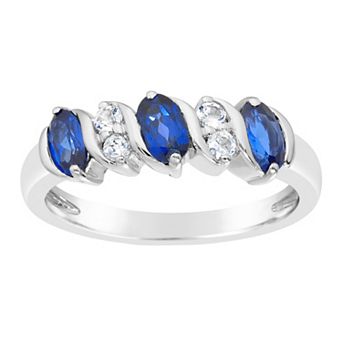 Gemminded Sterling Silver Lab-Created Sapphire & Lab-Created White Sapphire Ring