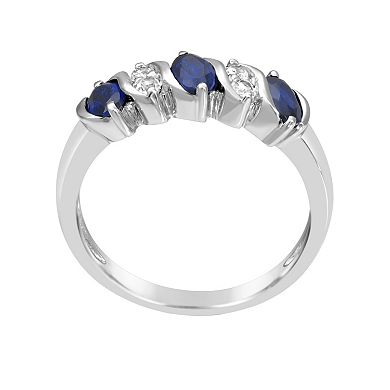 Gemminded Sterling Silver Lab-Created Sapphire & Lab-Created White Sapphire Ring