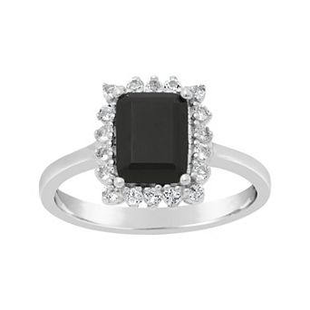 Gemminded Sterling Silver Onyx & White Topaz Ring