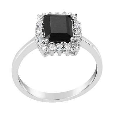 Gemminded Sterling Silver Onyx & White Topaz Ring