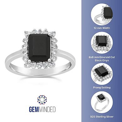 Gemminded Sterling Silver Onyx & White Topaz Ring
