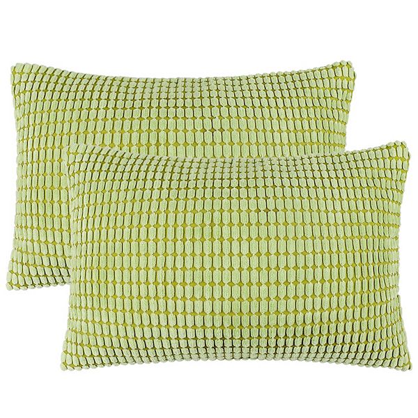 Throw Pillowcase Corn Striped Corduroy Cushion Covers Set of 2 12" x 18"