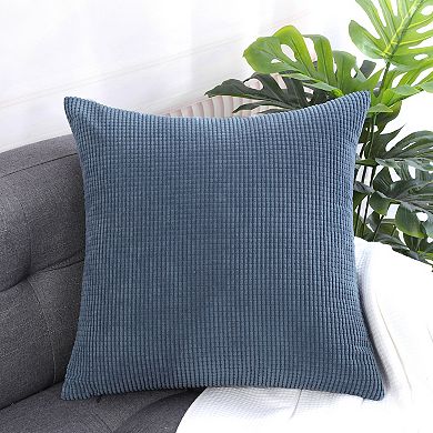 Decorative Throw Pillow Cover Corduroy Corn Striped Cushion Cover, 26" x 26"