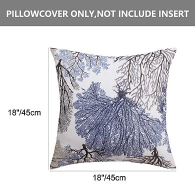Soft Polyester Coral Printed Throw Pillowcase 18" x 18"