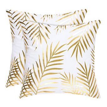 Gold Stamping Soft Outdoor Square Throw Pillow Covers Pine Leaves