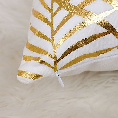 Gold Stamping Soft Outdoor Square Throw Pillow Covers Pine Leaves