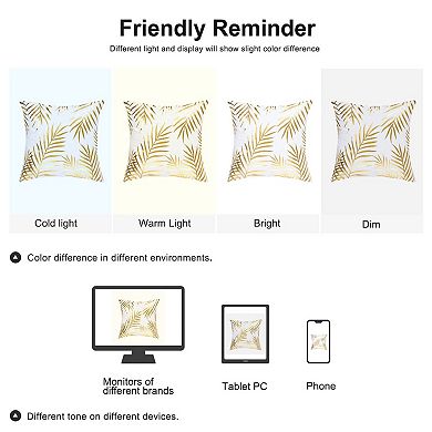 Gold Stamping Soft Outdoor Square Throw Pillow Covers Pine Leaves