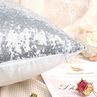 2 Pcs Sparkling Glitter Sequin Throw Pillow Covers 18" X 18"