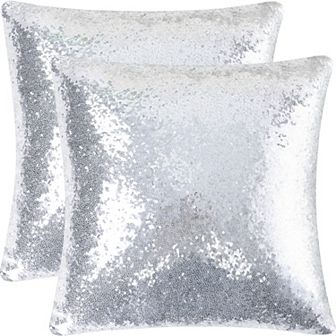 2 pc Sparkling Glitter Sequin Throw Pillow Covers 18" X 18"
