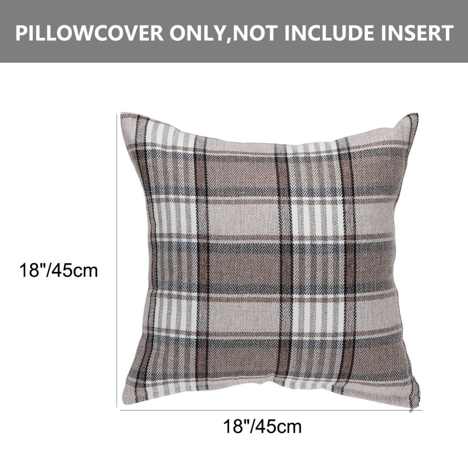 POMOTER Buffalo Plaid Blue Beige Check Throw Pillow Cover,Traditional Checkered Decorative Pillow Cases Cotton Linen Square Cushion Covers For Sofa Couch,18"x18