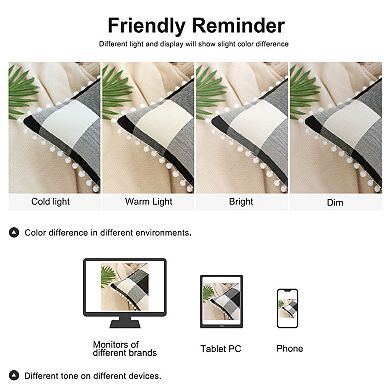 Buffalo Check Plaid Throw Pillow Cover with Pompoms Decorative Cushion Covers