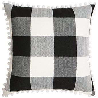 Buffalo Check Plaid Throw Pillow Cover with Pompoms Decorative Cushion Covers