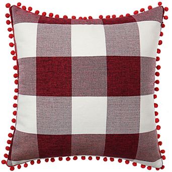 Buffalo Check Plaid Throw Pillow Cover with Pompoms Decorative Cushion Covers