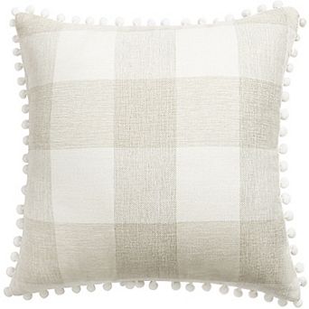 Buffalo Check Plaid Throw Pillow Cover with Pompoms Decorative Cushion Covers