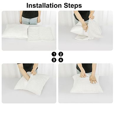 2 Pcs Decorative Corduroy Soft Solid Striped Throw Pillow Covers for Home 20" x 20"