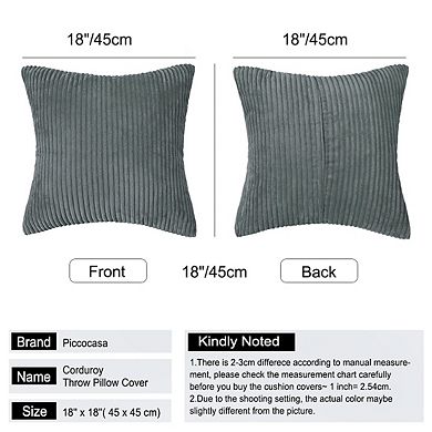 2Pcs Decorative Corduroy Soft Solid Striped Throw Pillow Covers for Home