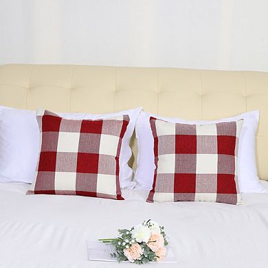 2 Pcs Throw Pillow Case Classic Retro Plaid Cushion Cover Protector Polyester 18" x 18"
