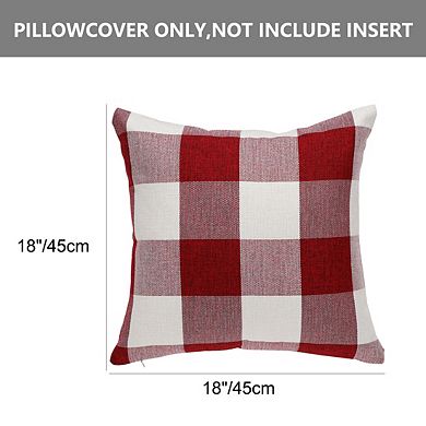 2 Pcs Throw Pillow Case Classic Retro Plaid Cushion Cover Protector Polyester 18" x 18"