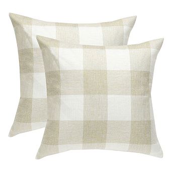 2 pc Throw Pillow Case Classic Retro Plaid Cushion Cover Protector Polyester 18" x 18"