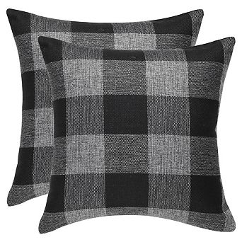 2 pc Throw Pillow Case Classic Retro Plaid Cushion Cover Protector Polyester 18" x 18"