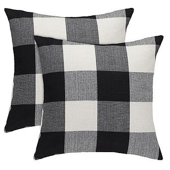 2 pc Throw Pillow Case Classic Retro Plaid Cushion Cover Protector Polyester 18" x 18"