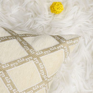 Chenille Geometric Embroidered Throw Pillow Case 18"x18"