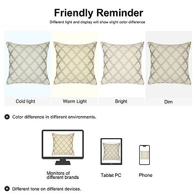 Chenille Geometric Embroidered Throw Pillow Case 18"x18"