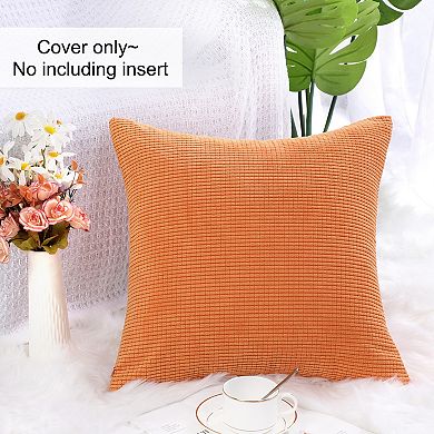 Decorative Throw Pillow Cover Corduroy Corn Striped Cushion Cover, 18" X 18"