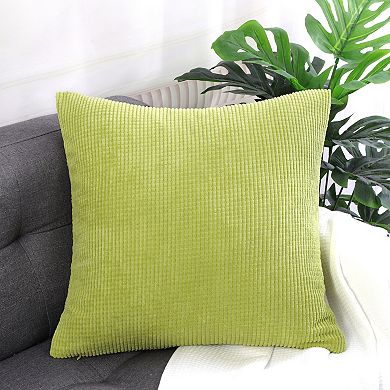 Decorative Throw Pillow Cover Corduroy Corn Striped Cushion Cover, 18" x 18"