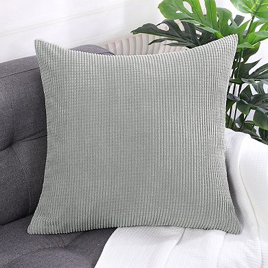 Decorative Throw Pillow Cover Corduroy Corn Striped Cushion Cover, 18" x 18"