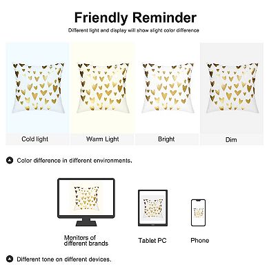 Gold Stamping Soft Outdoor Square Throw Pillow Covers Set Heart Print