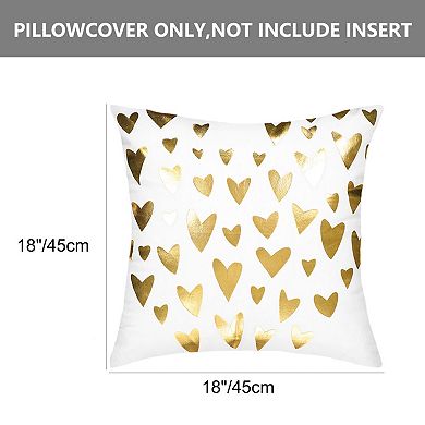 Gold Stamping Soft Outdoor Square Throw Pillow Covers Set Heart Print