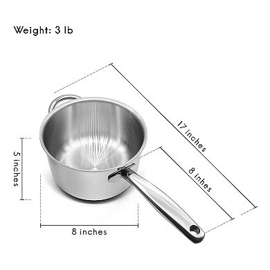 4 Quart Triple-Ply Stainless Steel Saucepan with Lid